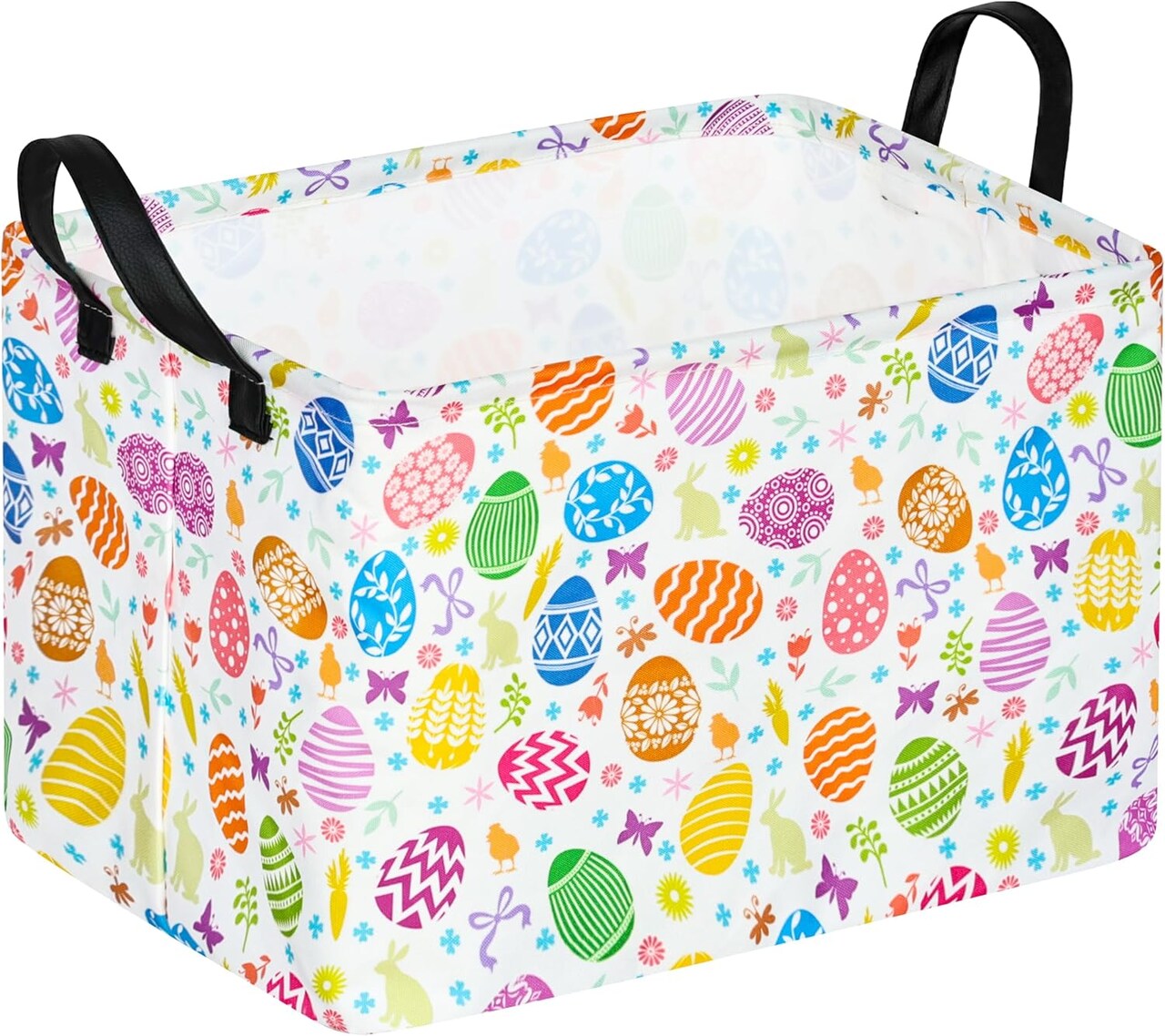 Easter Storage Basket 14.9×10.2×9.8 in – Foldable bunny organizer with waterproof lining, perfect for toys or holiday gifts.